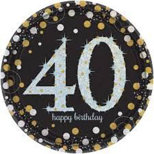 Picture of 40TH GOLD CELEBRATION PAPER PLATES X8
